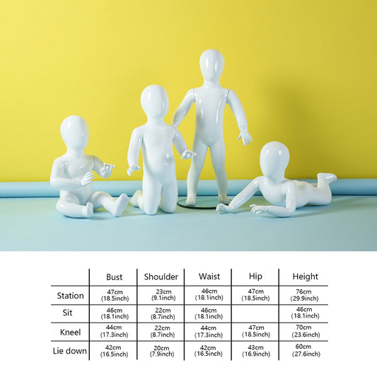 Jelimate Colorful Kid Display Mannequin Full Body Dress Form,Standing Sitting Pose Fiberglass Baby Mannequin,Kid Store Clothing Display Model Child Dress Form