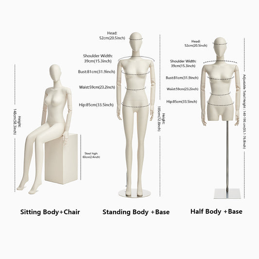 Jelimate Realistic Female Full Body Mannequin,Half Body Female Mannequin Torso,Female Display Dress Form Manikin,Window Display Female Display Mannequin,Clothing Store Clothing Display Model Wedding Dress Mannequin JMFF01