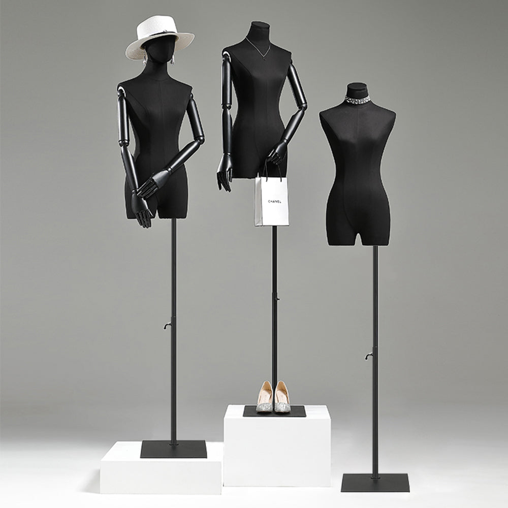 Half Body Female Display Dress Form Mannequin,Black Linen Mannequin To Half Body Female Display Dress Form Mannequin,Black Linen Mannequin To