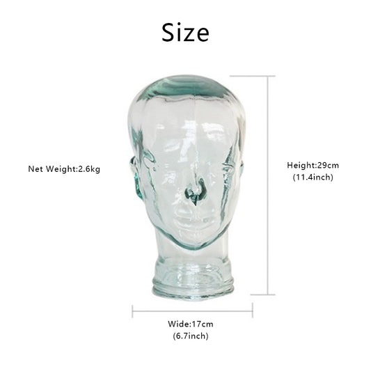 Vintage Glass Mannequin Head | 1970s Green Glass dress form head hat | Life Size Glass Mannequin Bust | Spain Mannequin Display Decor