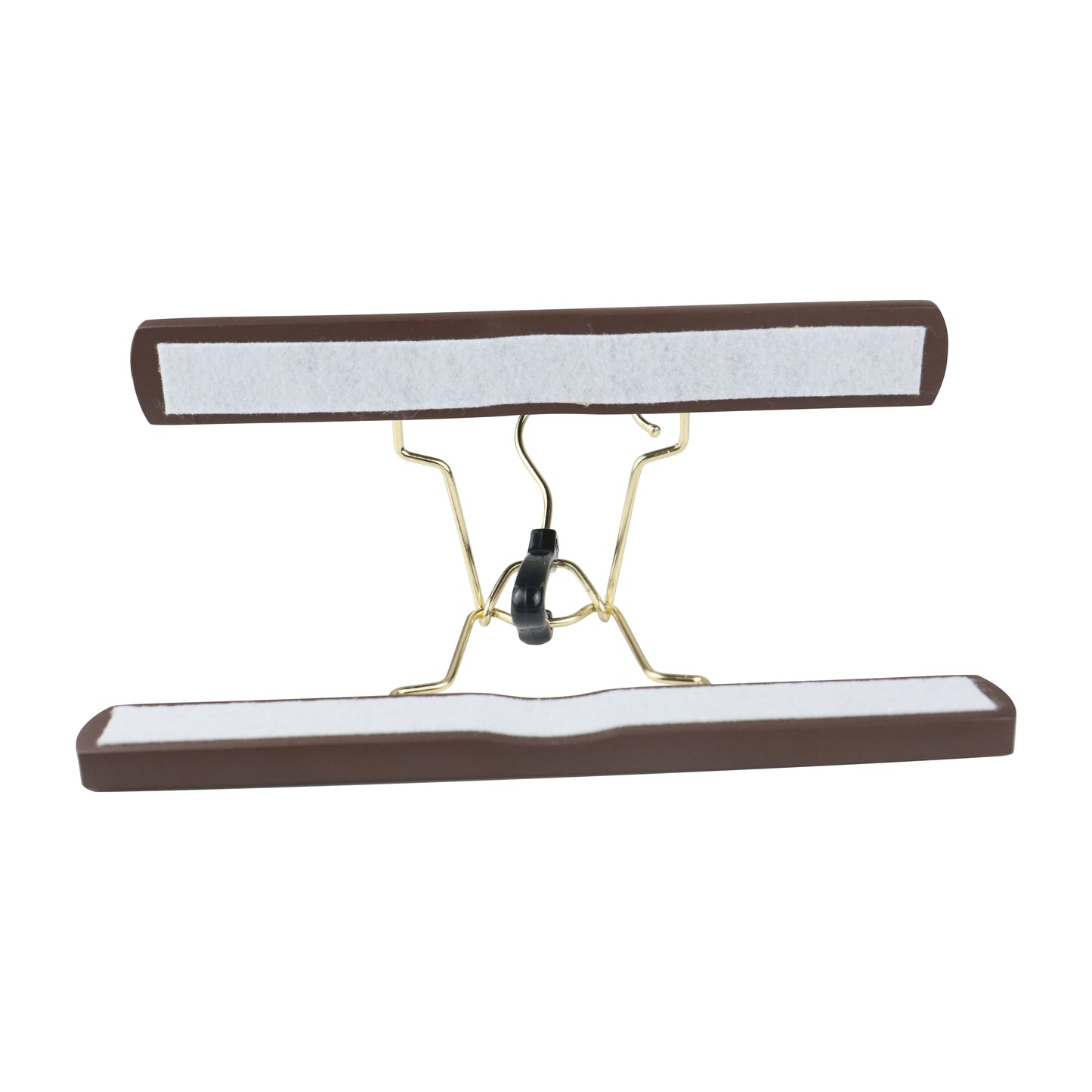 Jelimate Set of 4pcs Brown Wooden Clamp Hanger for Wig Stand ,Store Decor Hair Extension Hanger Clothing Rack, Household Hair Wig Holder with Gold Hook