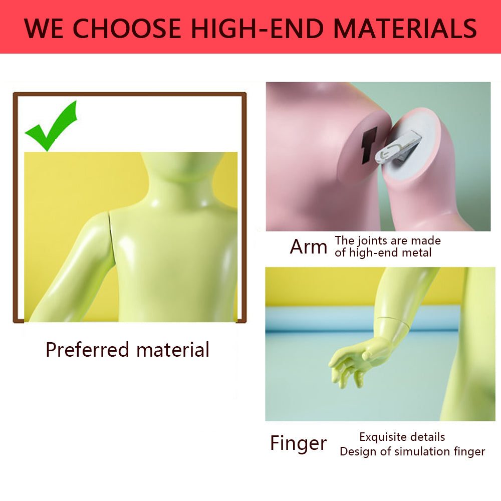 Jelimate Colorful Kid Display Mannequin Full Body Dress Form,Standing Sitting Pose Fiberglass Baby Mannequin,Kid Store Clothing Display Model Child Dress Form