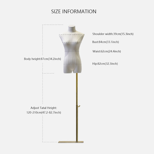 Half Body Female Dress Form Mannequin,Upper body Velvet Mannequin Torso,Wooden Mannequin Hand, Mannequin Head For Wigs,Fashion Display Clothing Model Props