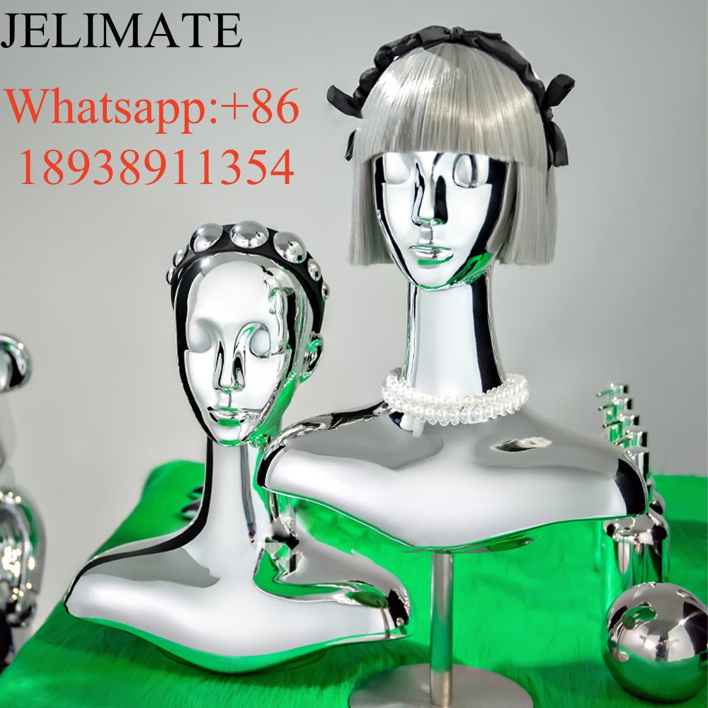 Luxury Meets Function: Boost Your Boutique Store’s Image with Jelimate Electroplated Silver Gold Mannequin Heads for Stunning Window Displays