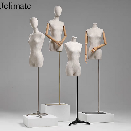 How To Decor Your Clothing Boutique Stores with Different Types of Jelimate Female Bamboo Linen Mannequin Torso Match?