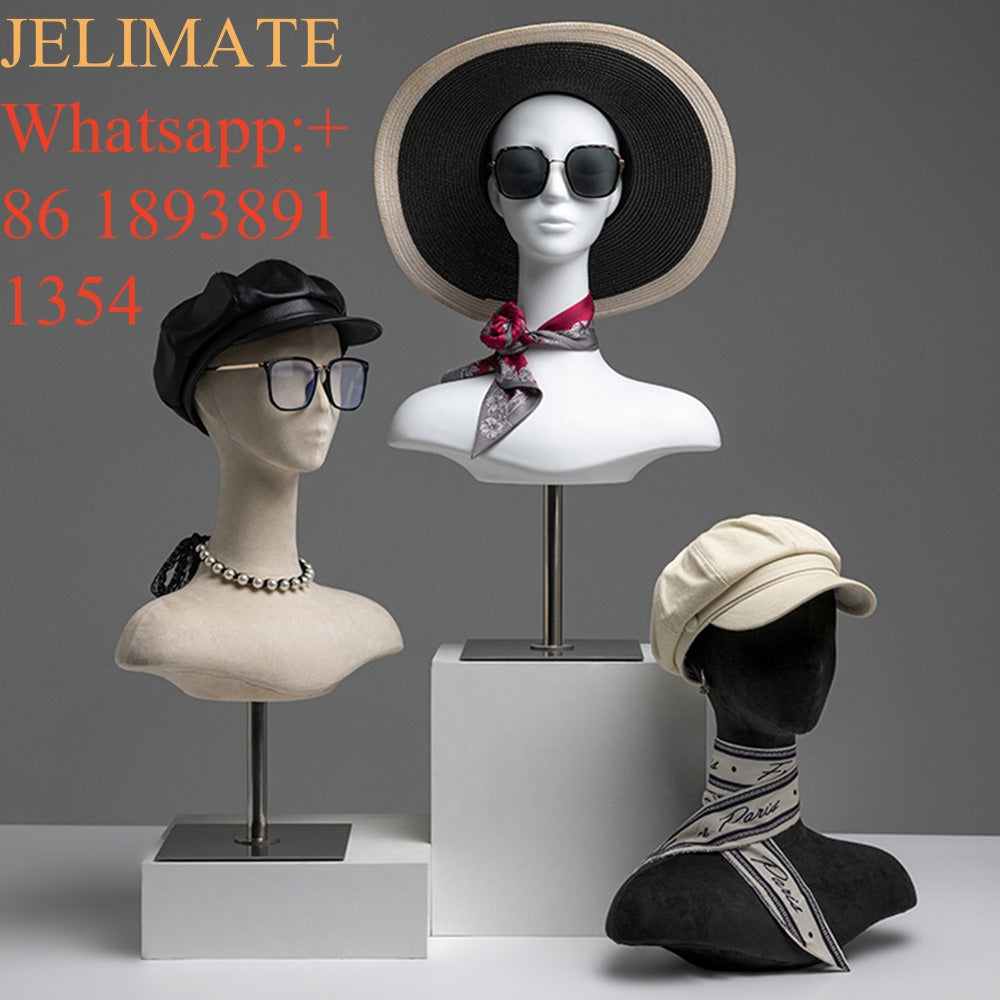 Why Jelimate Luxury Female Mannequin Head With Shoulders,Colorful Velvet Mannequin Head With Gold Base are a Must-Have for Your Boutique Store?