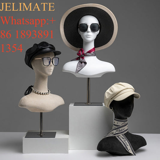 Why Jelimate Luxury Female Mannequin Head With Shoulders,Colorful Velvet Mannequin Head With Gold Base are a Must-Have for Your Boutique Store?