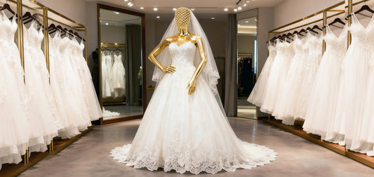 Premium Electroplated Female Mannequin - Hollow Metal Wire Head Display - Wedding Dress Displays