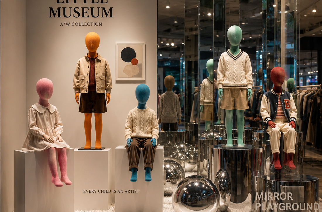 ▲ MIRROR LIGHT NEW COLLECTION Theme Window | JELIMATE Colorful Kid Mannequin Real Display