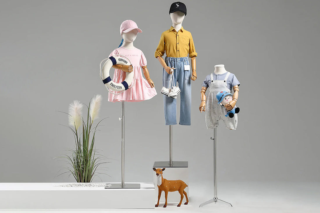 What Makes This Wooden-Armed Kid Manikin Ideal for Displaying Children’s Apparel?