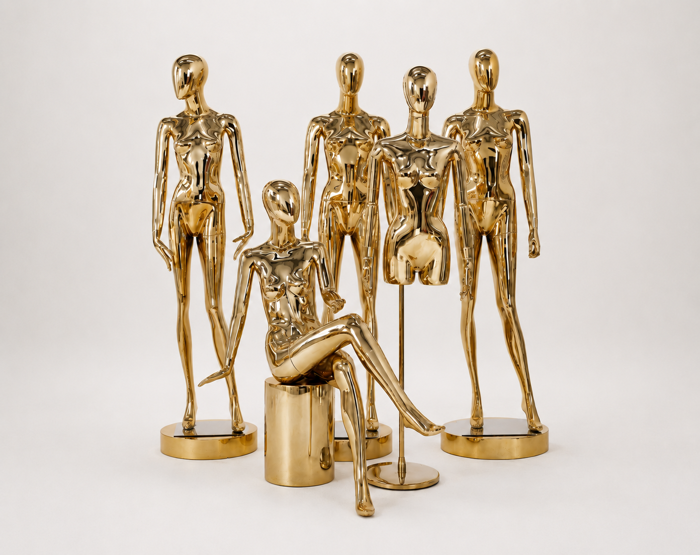 Chrome, Gold & Silver Female Plated Mannequins