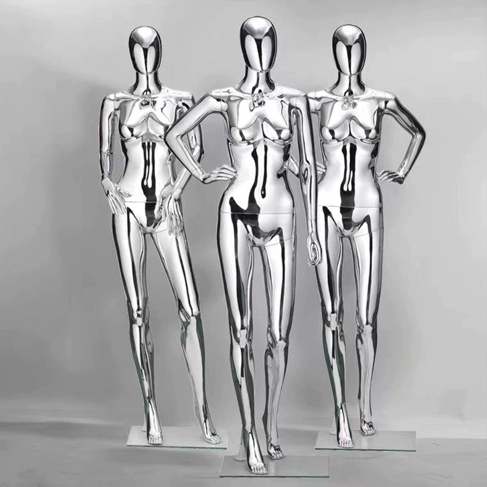 JELIMATE Mirror Silver Plated Full Body Mannequin | Fashion Boutique & Window
