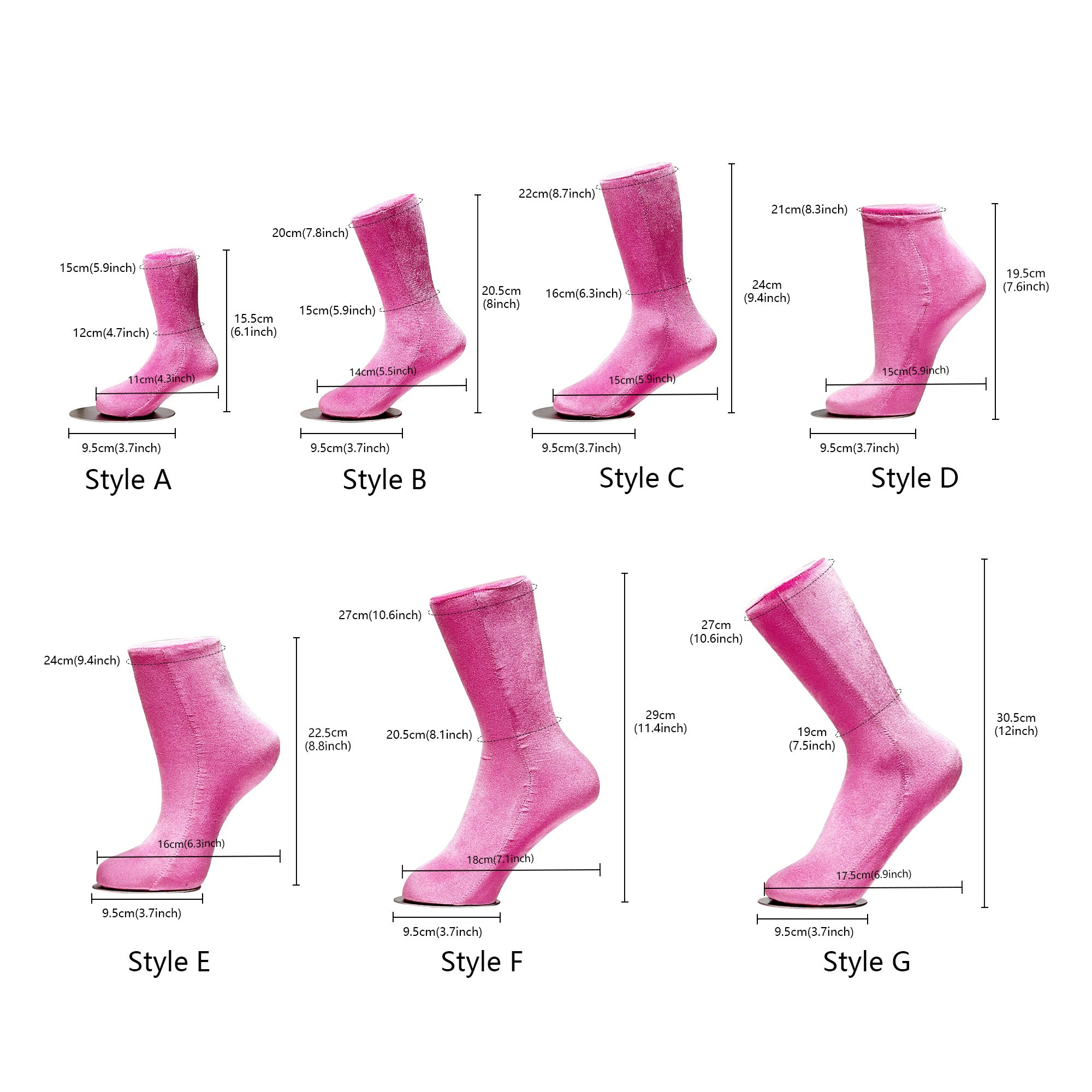 Pink Velvet Foot Mannequin - Premium Display Stand for Socks & Anklets