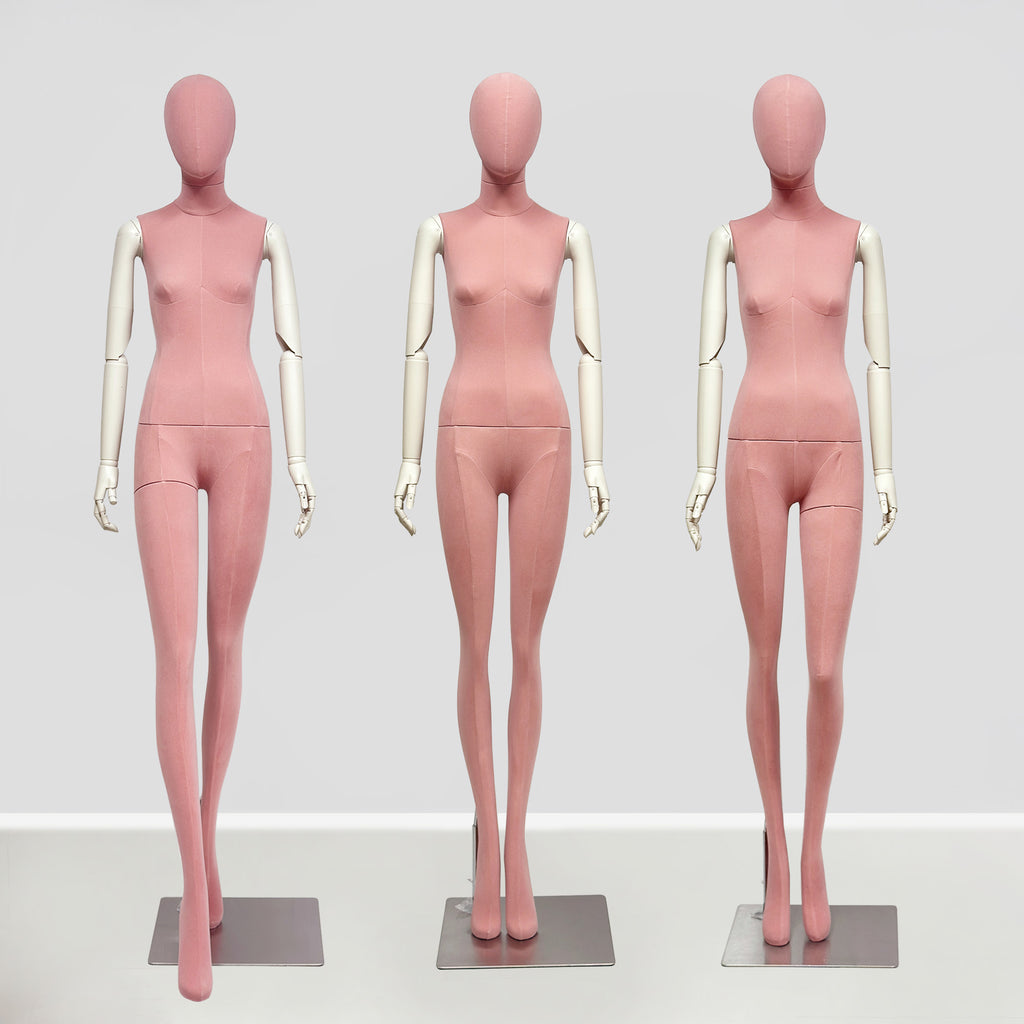 JELIMATE Pink Suede Female Mannequin - Bridal Boutique Wedding Dress Display