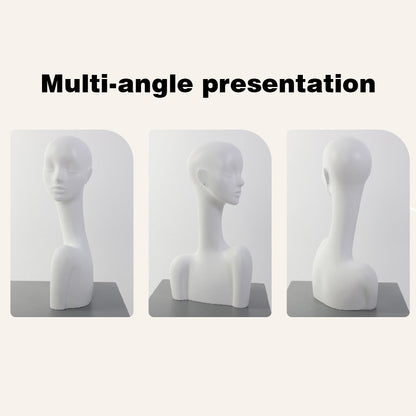 Luxury Fiberglass Mannequin Head - White Display Stand for Wigs & Jewelry