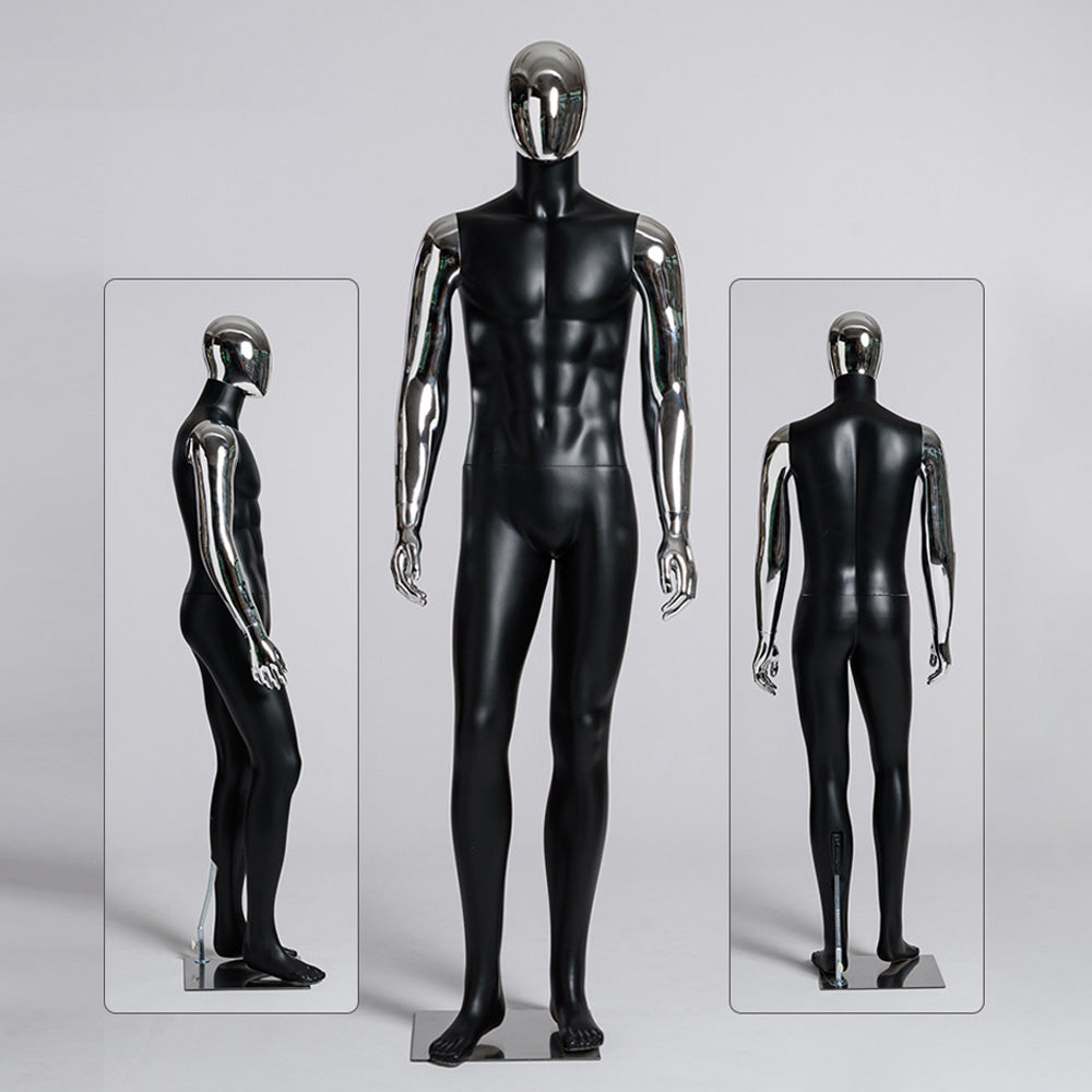 JELIMATE Matte Black Muscular Male Mannequin, Gold/Silver for Menswear Store Display