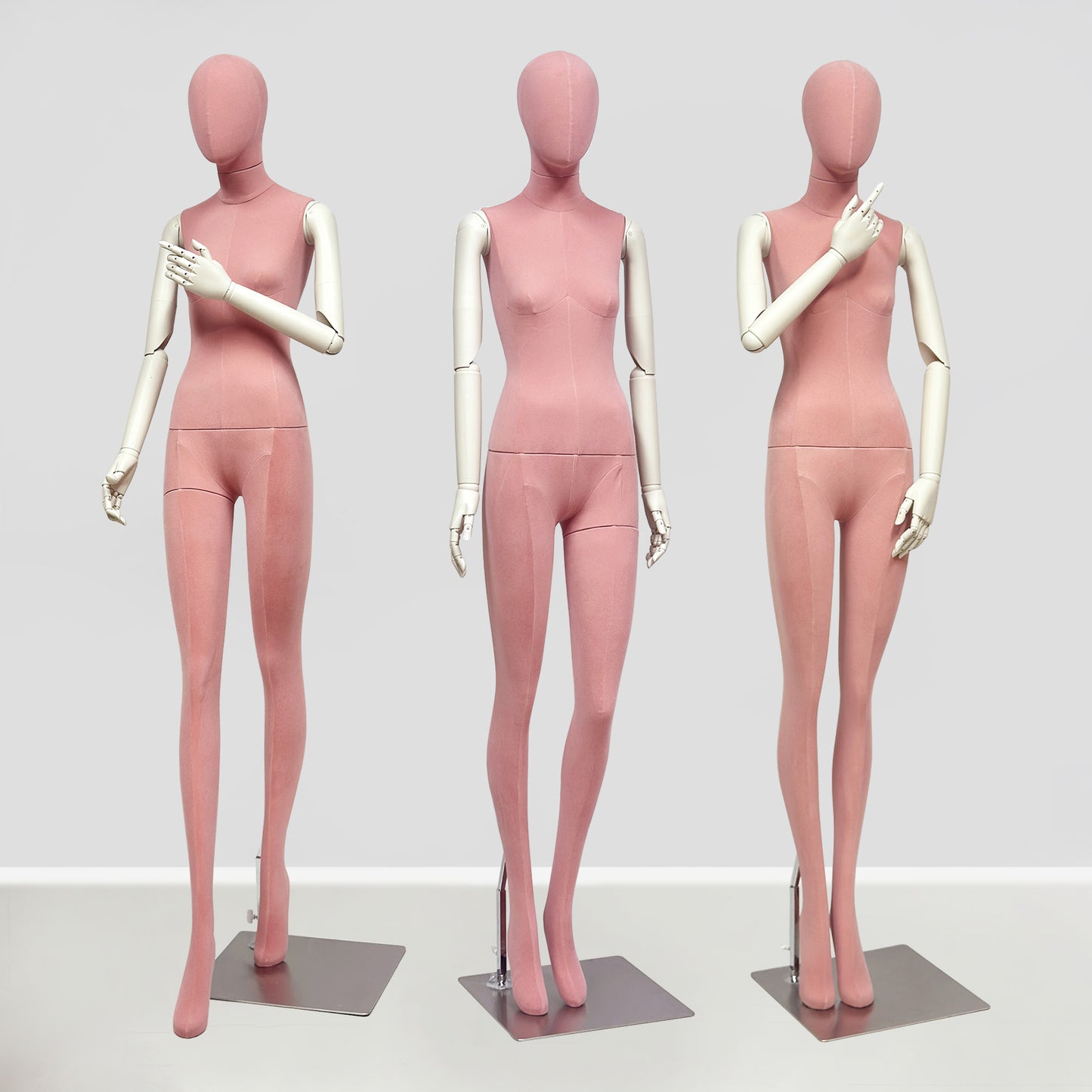 JELIMATE Pink Suede Female Mannequin - Bridal Boutique Wedding Dress Display