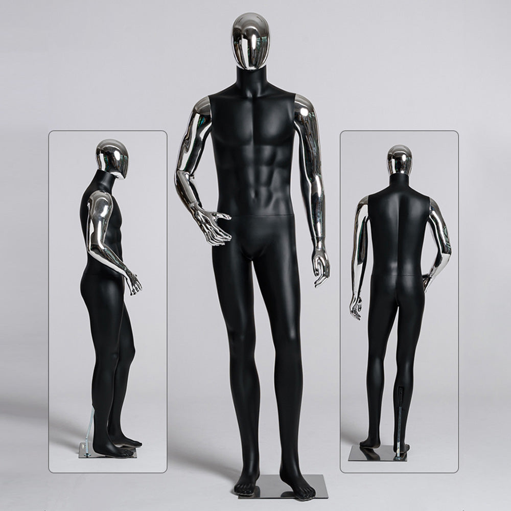 JELIMATE Matte Black Muscular Male Mannequin, Gold/Silver for Menswear Store Display