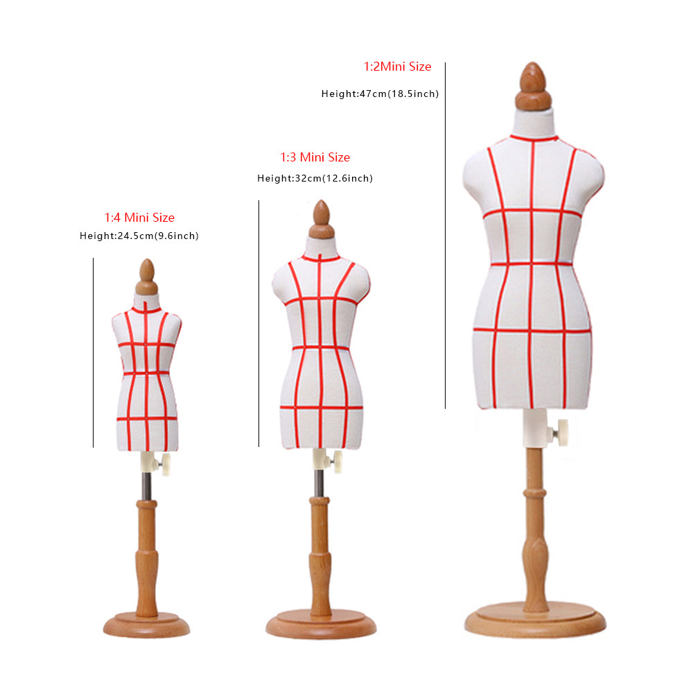Female Half Scale Dress Form Fully Pinnable - 1/2, 1/3, 1/4