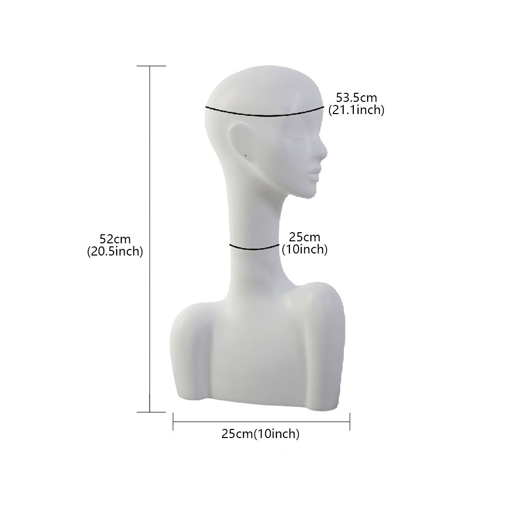 Luxury Fiberglass Mannequin Head - White Display Stand for Wigs & Jewelry