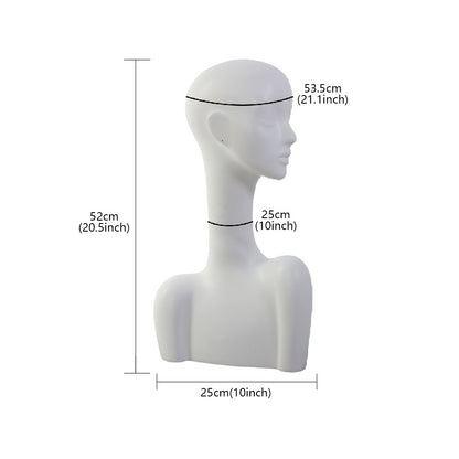 Luxury Fiberglass Mannequin Head - White Display Stand for Wigs & Jewelry