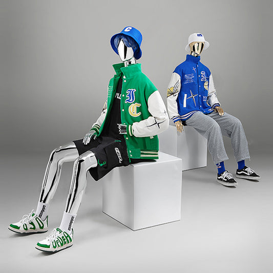 JELIMATE Luxury Mirror Mannequin (Silver & Gold) | Male Full Body Display Model for High-End Window Showcase