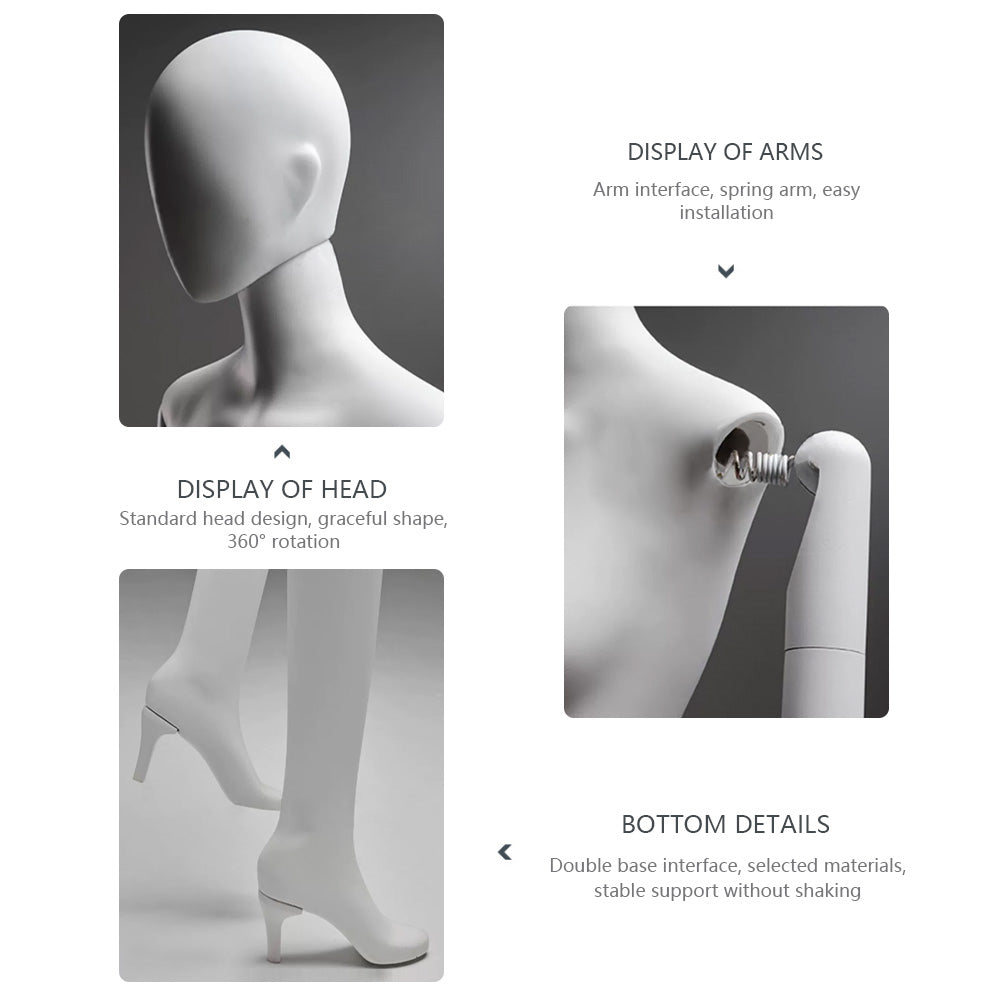 Jelimate Luxury White Full Body Mannequin Dress Form,Female Full Body Display Mannequin,Female Mannequin Torso With High Heel,Retail Clothing Store Female Display Mannequin,Clothing Display Model With White Arms JE0253