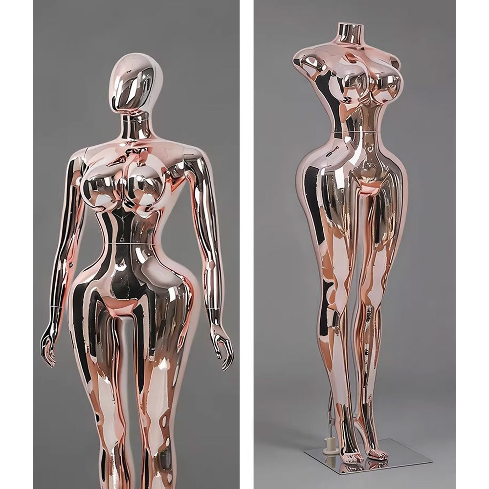 Premium Chrome Plated Female Mannequin - Full Body Display Stand for Boutique