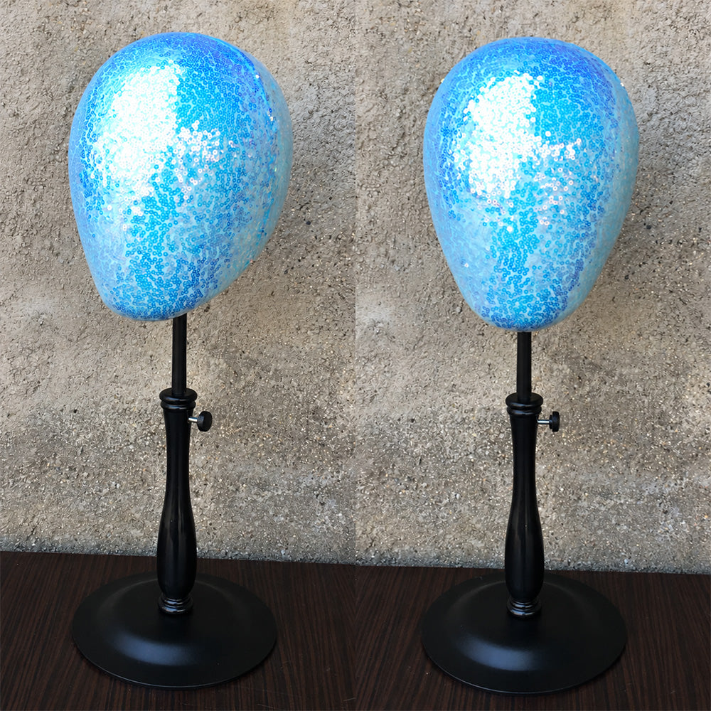 JELIMATE Glitter Diamond Wig Stand, Pinnable Sparkle Mannequin Head for Window Display