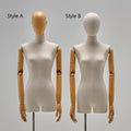 Maniquí de medio cuerpo femenino Jelimate, maniquí de exhibición de lino con cabeza de madera, maniquí de forma de vestido de mujer, modelo de exhibición de ropa, accesorios de exhibición de fotografía
