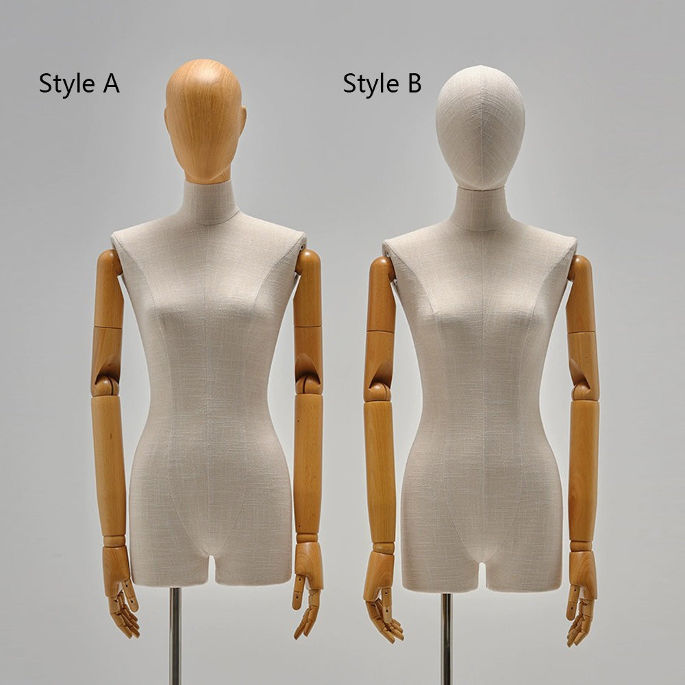 JELIMATE Female Mannequin: Elegant Wooden Head & Arms Display Model