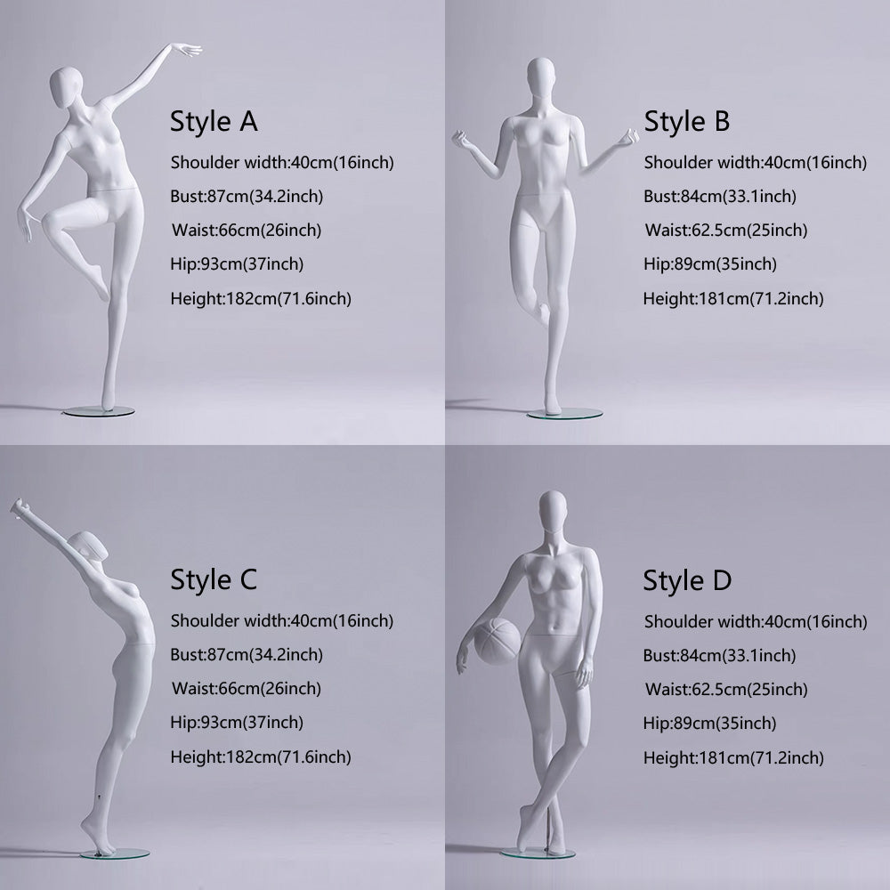 Jelimate Female Yoga Mannequin Full Body Dress Form,White Yoga Sport Mannequin Women Display Model,Fiberglass Mannequins for Athletic Model,Sportwear Display Mannequin for Clothes Display Stand