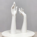White Elegant Female Arm Model with Stand, Ideal for Displaying Jewelry, Rings, Bracelets, Hats, Handbags, and More.