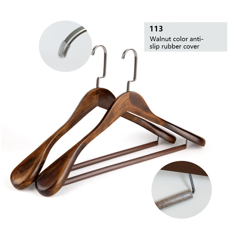 Retro Wide-Shoulder Wooden Hanger: Premium Non-Slip Closet Essential