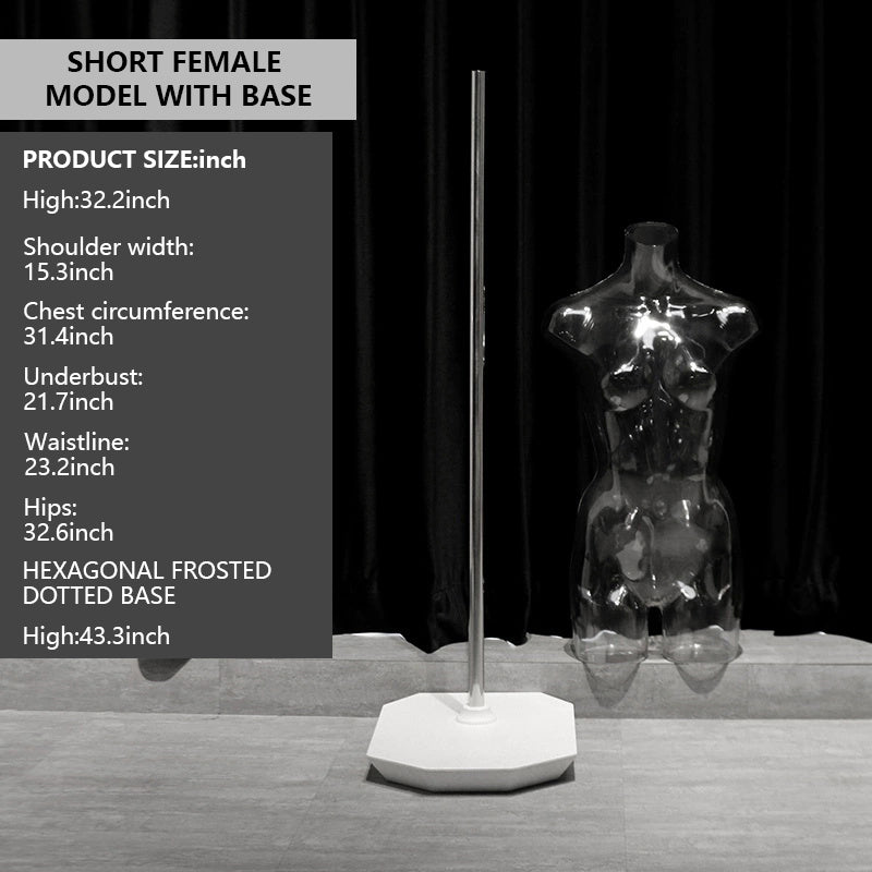 Transparent Female Half-Body Mannequin | 3D Photo Shoot Stand for Lingerie & Swimwear