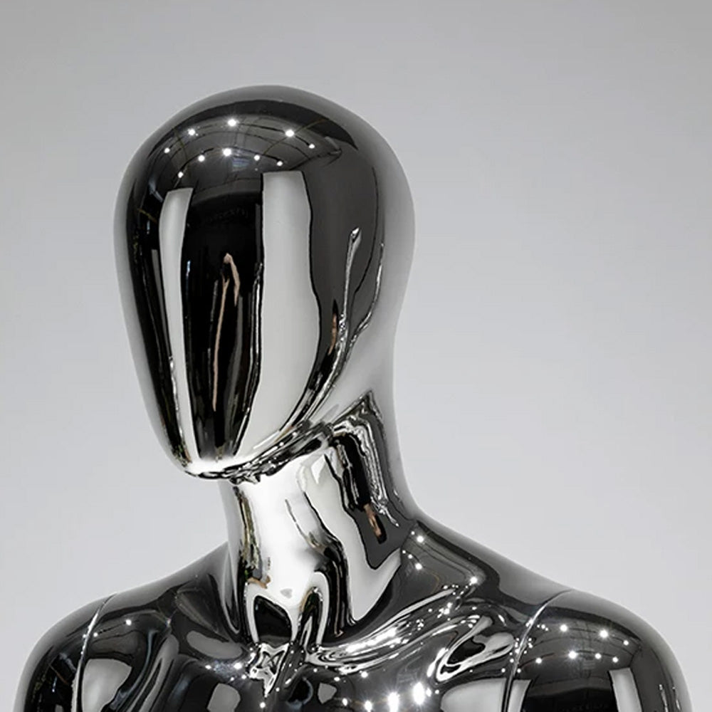 JELIMATE Mirror Silver Full Body Mannequin, Electroplated Male & Female Window Display