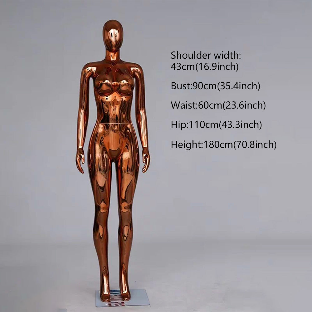 JELIMATE Plus Size Electroplated Female Mannequin 3 Colors, Curvy Window Display Fixture