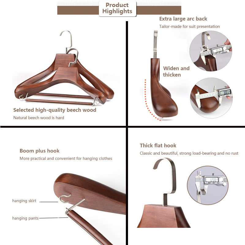 JELIMATE 10-Pack Retro Best Wooden Clothes Hangers, Multi Clothes Hangers & Pants Hangers