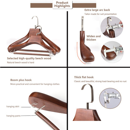 JELIMATE 10-Pack Retro Best Wooden Clothes Hangers, Multi Clothes Hangers & Pants Hangers