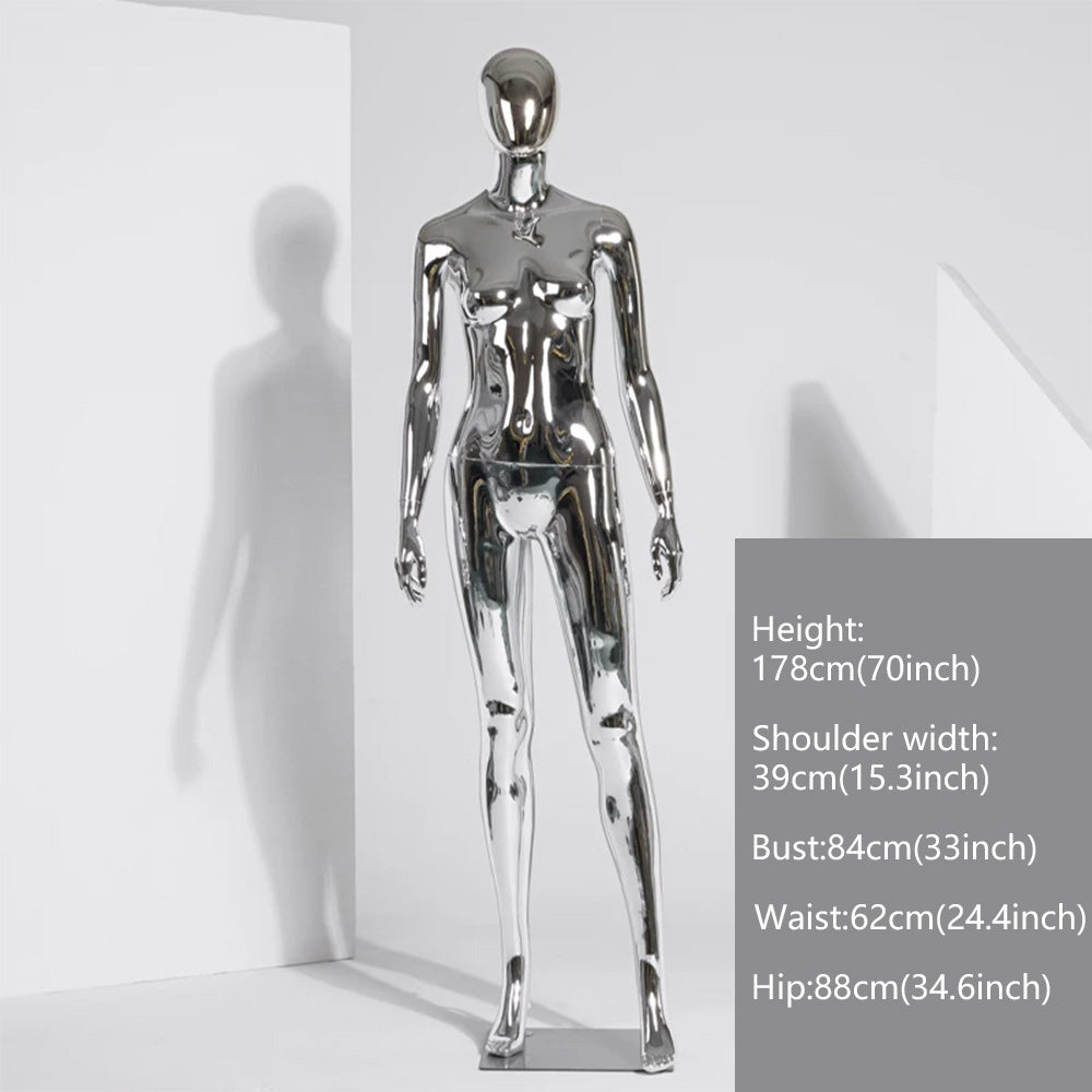 JELIMATE Electroplated Female Full Body Mannequin Window Display | Silver Gold Mirror