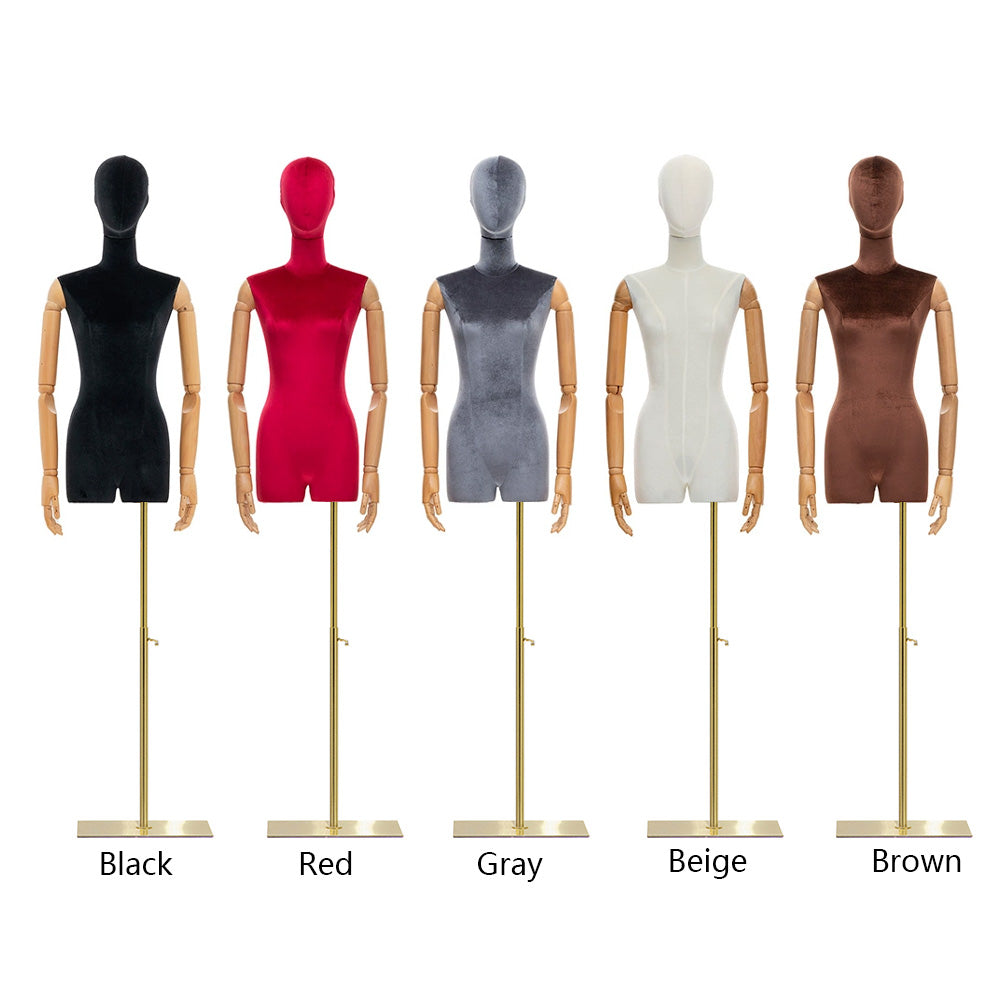 Jelimate Luxury Half Body Female Dress Form Torso,Colorful Velvet Mannequin Torso Stand,Clothing Shop Window Clothing Display Model Wedding Dress Form Model