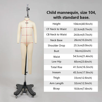 Professional Kids Draping Dress Form | SHEIN Standard Size 8-12 | Toddler, Little Kids & Big Kids