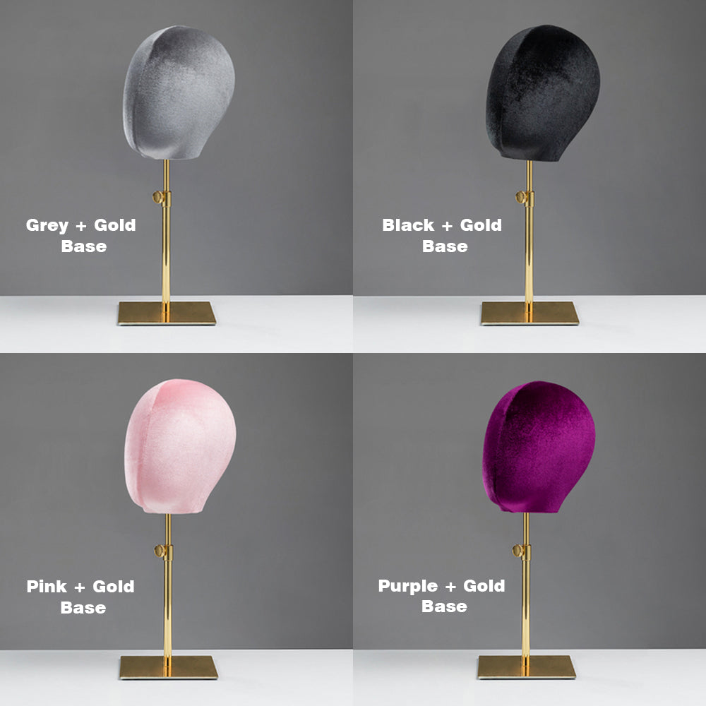 JELIMATE Luxury Velvet Mannequin Head Dress Form,Female Head Mannequin Hat Display Stand,Headband Headphone Jewelry Scarf Wig Display Head Model Props