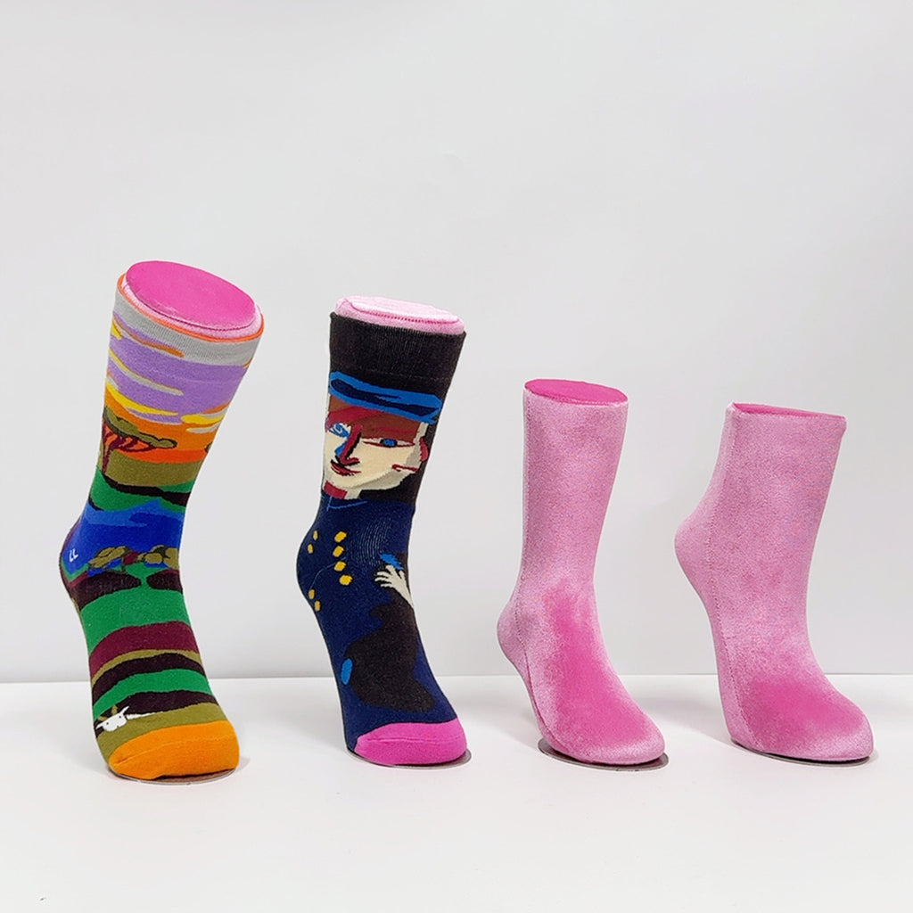 Pink Velvet Foot Mannequin - Premium Display Stand for Socks & Anklets