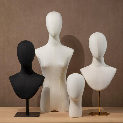 JELIMATE Fabric Mannequin Head Display Stand for Wigs Hats Scarves with Adjustable Base