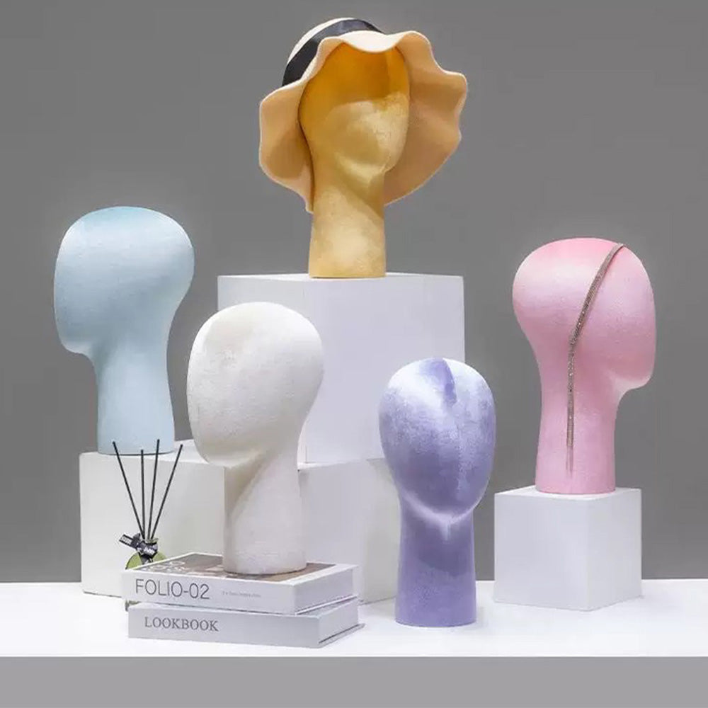 Jelimate Mannequin Head Multicolor Velvet Fabric Mannequin Display Hats and Wigs and Jewelry