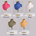 Jelimate Velvet Mannequin Bust for Jewelry Display | Necklace Stand with Gold Round Base | 5 Colors