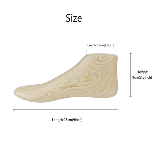 9" Natural Wood Grain Foot Mannequin - Seamless Display for Shoes & Accessories