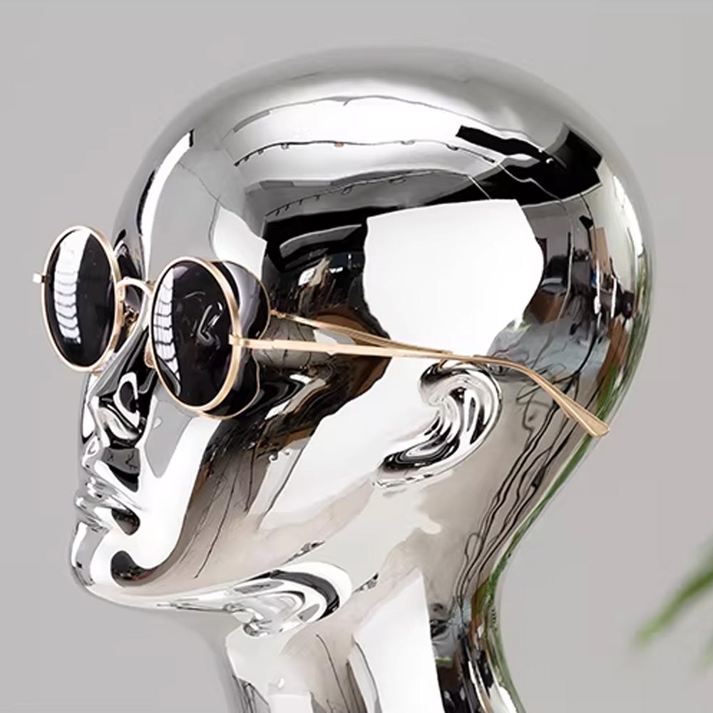 Electroplated Mannequin Head Display Stand - Wig Hat Scarf Jewelry Display Prop for Retail Stores