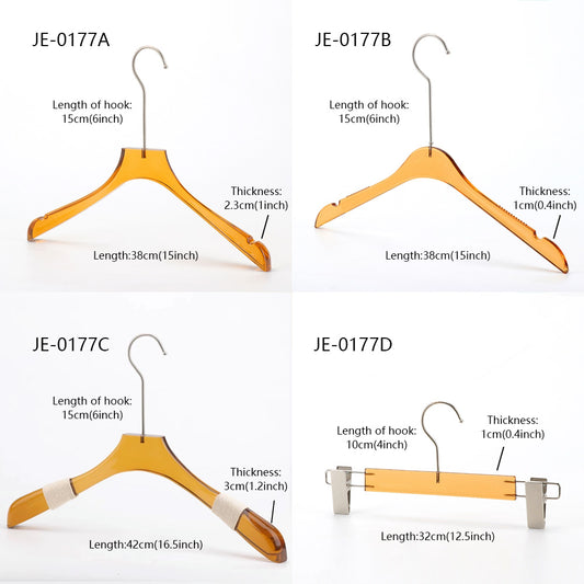Jelimate High Quality Acrylic Pant Clothing Hanger,Clear Yellow Clothes Trousers Shirt Hanger for Garment Rack,Wedding Dress Hanger with Silver Hook